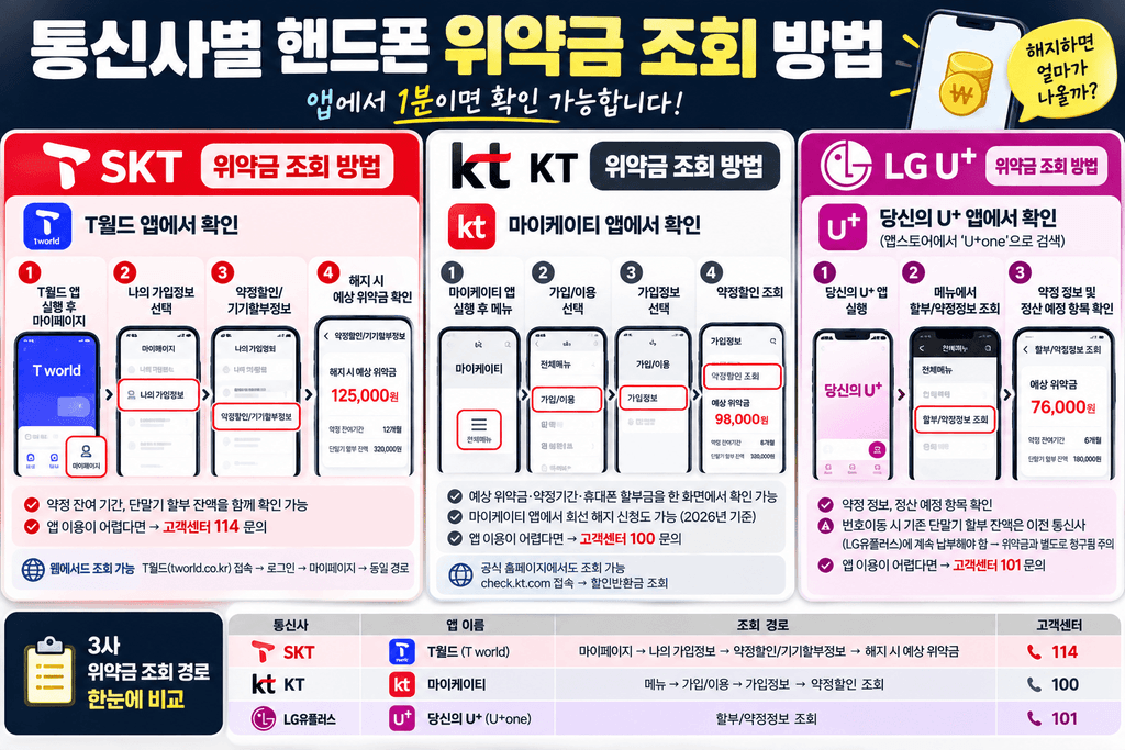 핸드폰 위약금 조회 방법